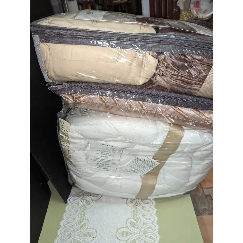 Sunham Duvet Cover & Filler SET Insert King Luxe Bedding Metallic Jacquard NEW